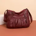 Donna PU Pelle Borsa a Tracolla Multi-Tasche Casual Borsa a Spalla Vintage Borsetta - Rosso
