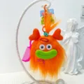 Cute fluffy big mouth monster plush keychain pendant cartoon bag charm for women keys accessory - Orange