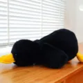Black plush duck pillow, cute lying stuffed animal soft toy for kids and sleeping companion. - 30 cm / Black