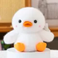 Cute white duck plush toy, soft stuffed animal doll desk companion, adorable plush figurine variant. - Happy Duck - White