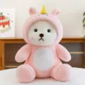 Simpatico rosa unicorno cappuccio orso peluche morbido animale imbottito bambola regalo stanza - Unicorno / 28 cm [Forma divertente]