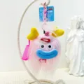 Cute funny long hair monster plush pendant cartoon key chain bag accessory for couples - Pink