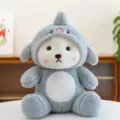 Grazioso giocattolo in peluche di orsetto con cappuccio da squalo grigio, bambola morbida. - Squalo / 28 cm [Forma divertente]