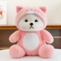 Simpatico orsacchiotto di peluche con cappuccio da gatto rosa morbido bambola regalo bambini - Gatto / 28 cm [Forma divertente]