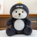 Simpatico peluche orsetto con cappuccio da cartone animato, morbida bambola stile pinguino. - Pinguino / 28 cm [Forma divertente]