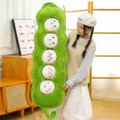 Süßes grünes Erbsenschote Plüschtier mit fünf herausnehmbaren runden Puppen, weiches Kissen. - 130cm (5 Stück)
