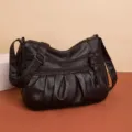 Dark brown soft leather shoulder bag, multi-pocket crossbody bag for women, large capacity. - Dark Brown
