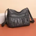 Fashionable multi-pocket shoulder crossbody bag for women, large capacity faux leather bag. - Gray