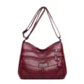 Borsa a tracolla da donna in pelle morbida vintage multi tasche grande capacità crossbody - Rosso