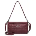 Borsa a tracolla trapuntata bordeaux da donna, elegante borsa in pelle PU con cinghia regolabile. - Rosso