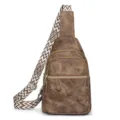 Borsa a tracolla marrone da donna borsa casual con spallaccio geometrico e tasche. - Marrone
