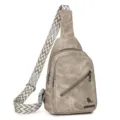 Borsa a tracolla minimalista da donna, elegante borsa petto con larga tracolla geometrica. - Kaki