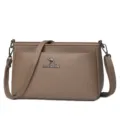 Borsa a tracolla da donna in pelle morbida borsa casual marrone con tasche multiple - Kaki