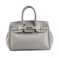 Gray leather fashion handbag top handle tote bag large capacity classic luxury style shoulder bag - Gray