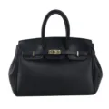 Black women fashion top handle leather shoulder tote handbag elegant classic variant style. - Black
