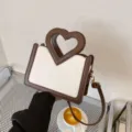 Schicke Damenhandtasche mit Herzgriff stilvolle Kontrastfarbe Umhängetasche modische Tasche - Weiß & Kaffee