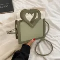 Gruene herzfoermige Griff Umhaengetasche stilvolle elegante Schulter Handtasche Damen - Berggruen
