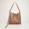 Stiloso borsa a spalla da donna grande capacita shopper borsa in ecopelle casual. - Kaki