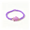 Bracelet bohème en perles violettes fait main avec un joli pendentif poisson en céramique - Poisson Violet