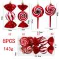 Weihnachten dekorative Süßigkeiten Hängeornamente 8 Stück Set simulierte Lutscher Baum - Groß 8-Stück Set / Rot