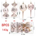 Weihnachtsbaum Dekoration Süßigkeiten 8er Set Lutscher Anhänger für Christbaum - Groß 8-Stück Set / Champagnergold