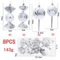 Silberne Weihnachtsbonbons und Lutscher Hängeornamente 8er Set für Baumdekoration - Groß 8-Stück Set / Silber