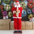 Grande poupée Père Noël électrique jouant du saxophone décoration pour fête de Noël. - Père Noël jouant du saxophone 1,8 m