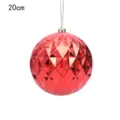 20cm red mirror finish diamond pattern christmas tree hanging ball decoration ornament - 20cm / Red