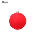 Red flocked Christmas ball ornament, 15cm matte finish hanging ball for holiday decor tree - 15cm / Bright Red