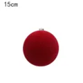 Red velvet Christmas ball ornament, 15cm matte flocked hanging bauble for holiday tree decor. - 15cm / Burgundy