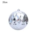 Silver mirrored diamond Christmas ball ornament 20cm, shiny holiday tree hanging decor. - 20cm / Silver