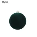 Dark green velvet Christmas ball ornament, 15cm large festive tree hanging decor sphere. - 15cm / Dark Green