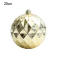 25cm Large Gold Mirrored Christmas Ball Diamond Pattern Tree Hanging Ornament Decor - 25cm / Gold
