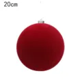 Red velvet Christmas ball 20cm matte finish bauble for holiday tree decoration ornament - 20cm / Burgundy
