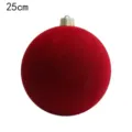 Matte flocked red Christmas ball ornament 25cm for holiday tree decoration and festive setup. - 25cm / Burgundy