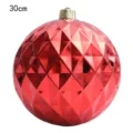 30cm Red Diamond Pattern Mirror Christmas Ball Large Christmas Tree Hanging Ornament - 30cm / Red
