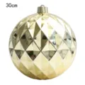 30cm Large Gold Christmas Ball Mirror Diamond Pattern Tree Hanging Ornament Decor - 30cm / Gold