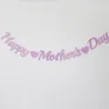 Close-up shot of pink glitter Happy Mother's Day banner detail with cute heart decor. - Glitter Pink Mother's Day Banner with Hearts