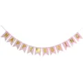 Pink wedding pennant banner with gold metallic letters, perfect for bridal shower party decor. - Pink "Wedding" Banner