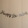 Silver metallic Happy Birthday banner garland for baby first birthday party wall decor decos - New Script Birthday Silver Banner