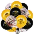 kit de ballons d'anniversaire 18 ans or noir confettis decorations de fete ensemble - Kits de ballons à paillettes or rose pour 18e anniversaire
