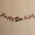 Rose gold happy birthday letter banner for kids birthday party decoration hanging decor. - New Style Rose Gold Joined Letters