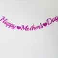 Pink glitter Mother's Day banner party hanging decoration garland for festival celebration - Glitter Rose Red Mother's Day Banner with Rose Hearts