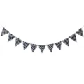 Black and white checkered banner racing party pennant flag decorations for birthday events. - Black and White Grid Bunting