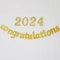 2024 Félicitations Bannière Paillettes Or Fête De Graduation Décoration Suspendue - Bannière de remise des diplômes dorée 2024 et paillettes dorées