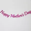 Happy Mother's Day pink glitter banner hanging decoration for holiday party celebration - Mirror Rose Red Mother's Day Banner