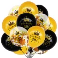 12 inch 40th birthday balloons set, black and gold confetti balloon party decoration 15pcs - 40th Birthday Gold Sequined Balloon Set