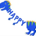 Bannière de fête d'anniversaire dinosaure, joli design de dinosaure bleu avec lettres HAPPY. - Nouveaux dinosaures bleus