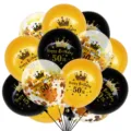 12 inch 50th birthday balloon set with crown and confetti, perfect party decoration. - 50th Birthday Gold Sequined Balloon Set