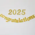 Banniere decoration fete de graduation 2025 congratulations paillettes or suspendue - Bannière de remise des diplômes dorée 2025 et paillettes dorées